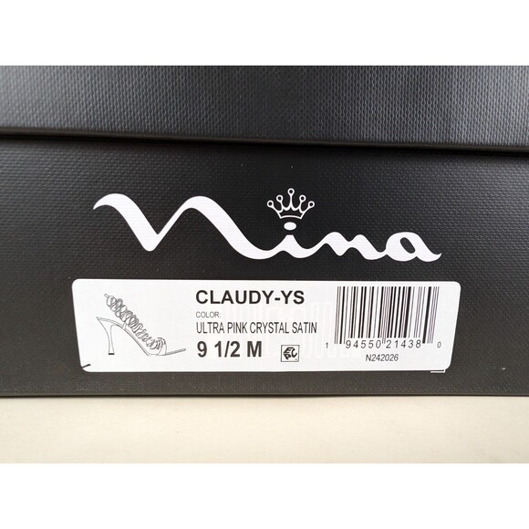 Nina Claudy Ruffle Heels Evening Sandals Womens 9.5 M Ultra Pink Satin Shoes NWB - Picture 13 of 13